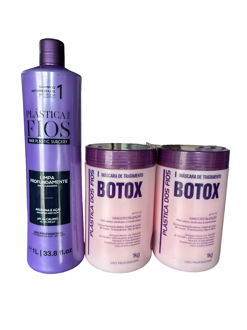 Plastica Dos Fios Kit For Damaged Hair Recovering  Btox Treatment  3pcs - Keratinbeauty