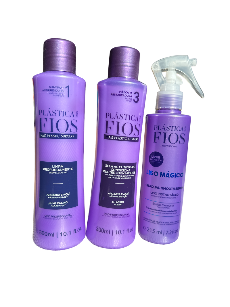 Cadiveu Plastica Dos Fios Anti Residue Shampoo, Conditioner And Magic Fluid Set - Keratinbeauty