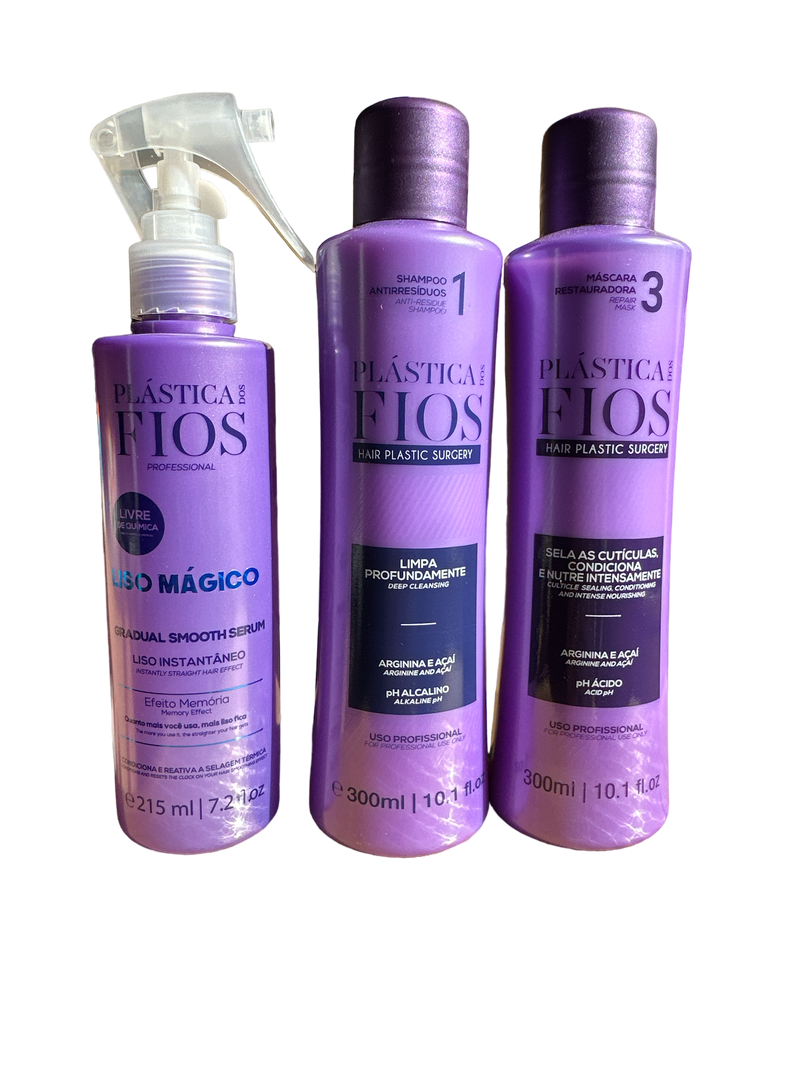 Cadiveu Plastica Dos Fios Anti Residue Shampoo, Conditioner And Magic Fluid Set - Keratinbeauty