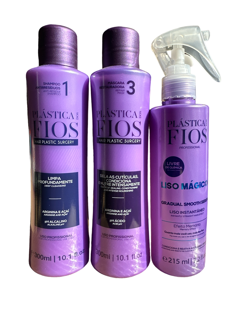 Cadiveu Plastica Dos Fios Anti Residue Shampoo, Conditioner And Magic Fluid Set - Keratinbeauty