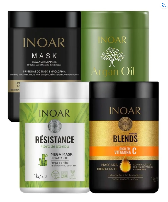 INOAR PROFESSIONAL HAIR TREATMENT MASKS FOUR UNITS BUNDLE - Keratinbeauty