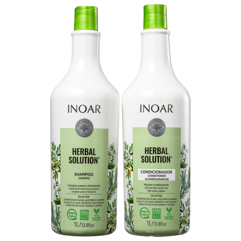 Inoar Herbal Solution champú Y Acondicionador 1000ml 35fl.oz - Keratinbeauty