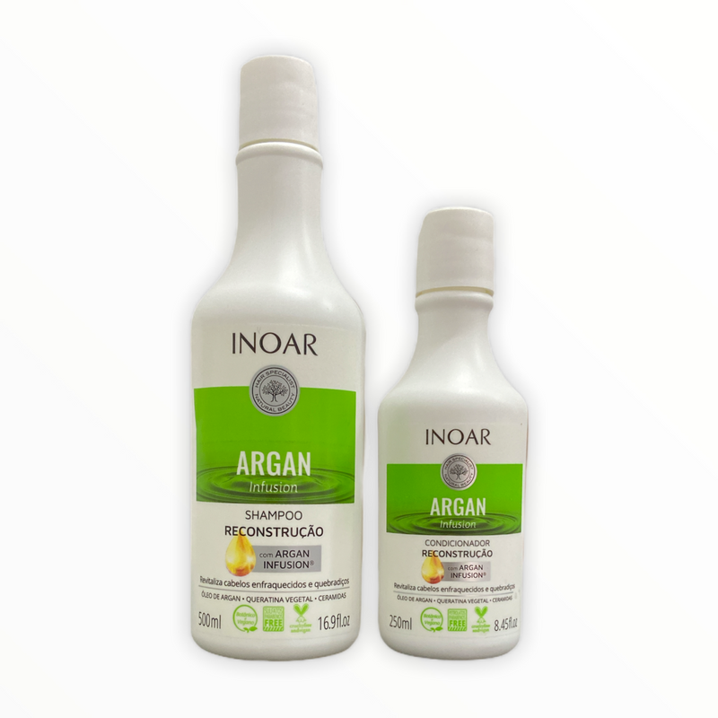 Inoar Argan Infusion Reconstruction Vegan Shampoo and Conditioner Kit - Keratinbeauty