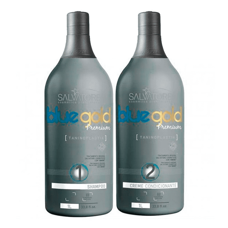 SALVATORE PREMIUM BLUE GOLD KIT PER TRATTAMENTO DEI CAPELLI DI TANINOPLASTIA  2 X 1000 ml / 33fl.oz - Keratinbeauty