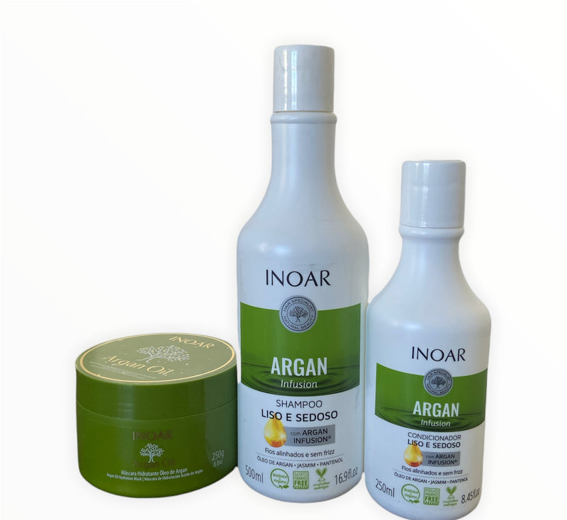 Inoar Argan Smooth and Silky Hair Vegan Kit - Keratinbeauty