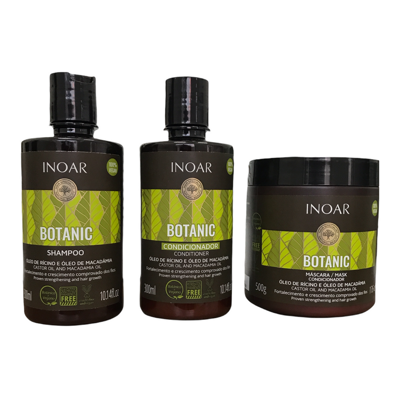 Inoar Botanic  Hair Strenghthening  and Hair Grow Castor Oil Kit - Keratinbeauty