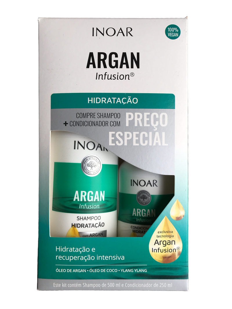 Inoar Argan Infusion Hydration Vegan Shampoo and Conditioner Kit - Keratinbeauty