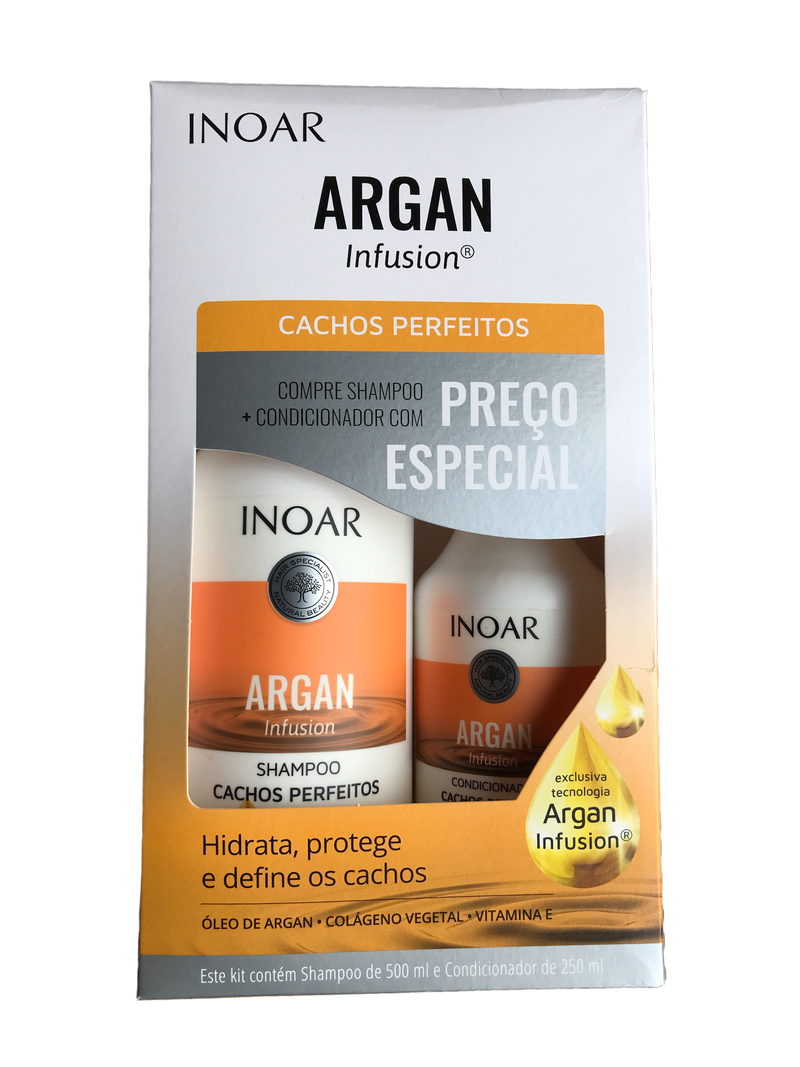 Inoar Argan Infusion Perfect Curls Vegan Shampoo and Conditioner Kit - Keratinbeauty