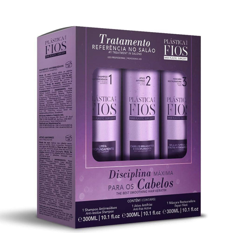 PLASTICA DOS FIOS  BRAZILIAN KERATIN TREATMENT 3 X 300ml (10.1oz) KIT. - Keratinbeauty