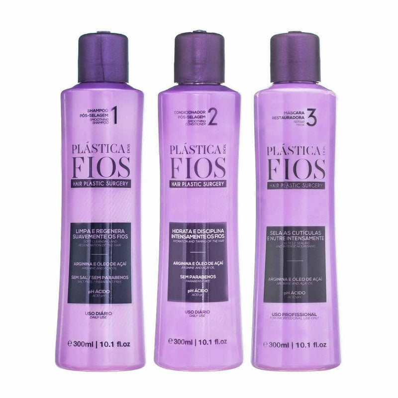 LISSAGE BRÉSILLIEN KERATINE PLASTICA DOS FIOS AÇAI EN KITS 3 X 300ml - Keratinbeauty