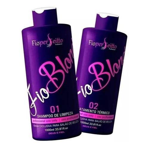 Fio Blond Hair Straightener Kit  Purple  1000ml - Keratinbeauty