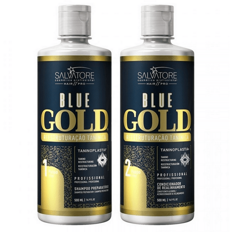 SALVATORE BLUE GOLD  TANINOPLASTIA KIT DE TRATAMIENTO DE PELO 2 X 500ml / 16,9fl.oz - Keratinbeauty